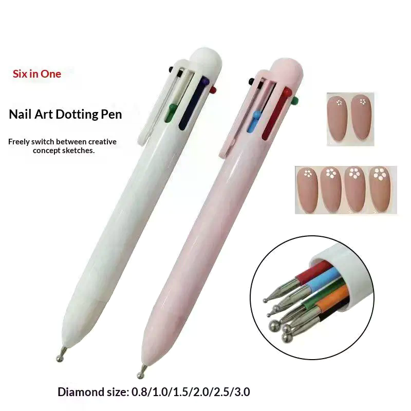 Nail Art Dotting Tool - 6 In 1 DIY Nail Dotting