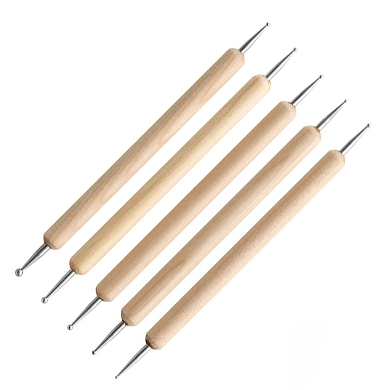 Nail Art Dotting Tool - 5/6Pcs DIY Wooden Nail Clay Sculpting