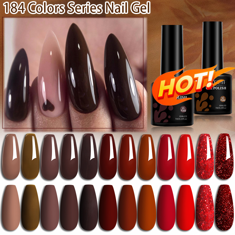 Nail Art Red Wine - LILYCUTE Coffee Brown Color Gel Nail