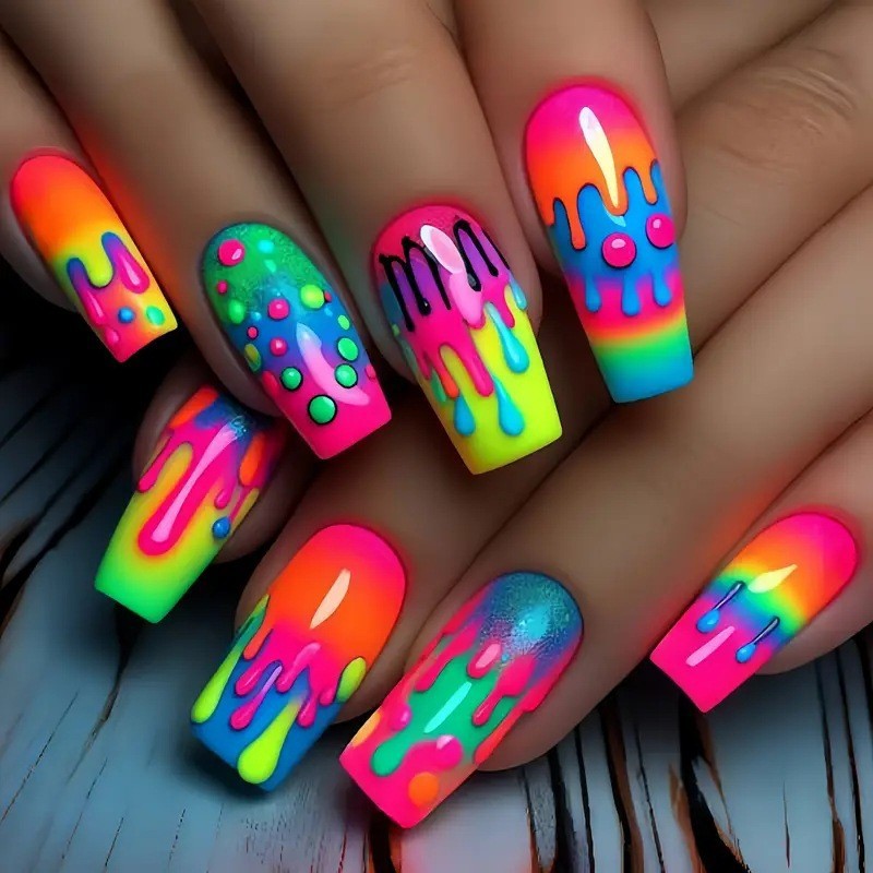 Nail Art Fake Nails - 24pcs/set short Medium Long fake nails