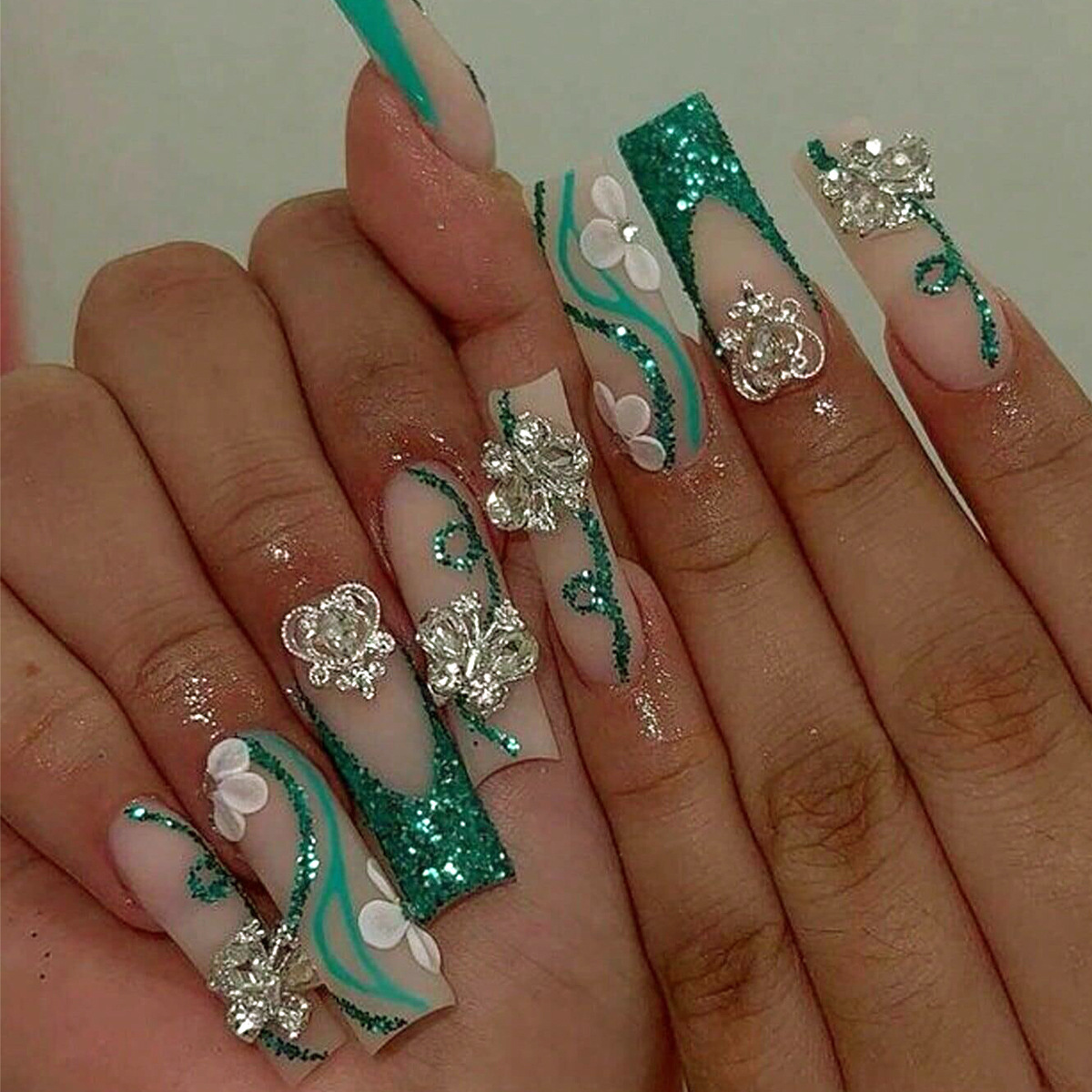 Nail Art Fake Nails - Long Coffin Press on Nails Ballerina