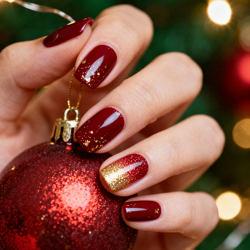 Nail Art Red Wine - 24pcs Wine Red Full Cover Nail