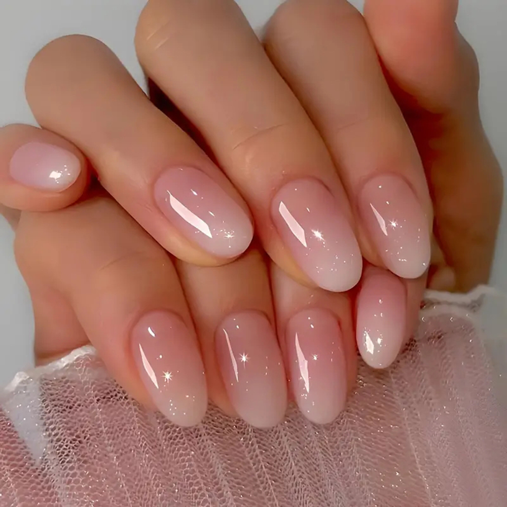 Nail Art Pink - ARTAUG 24PCS Medium Almond Fleshcolor Press