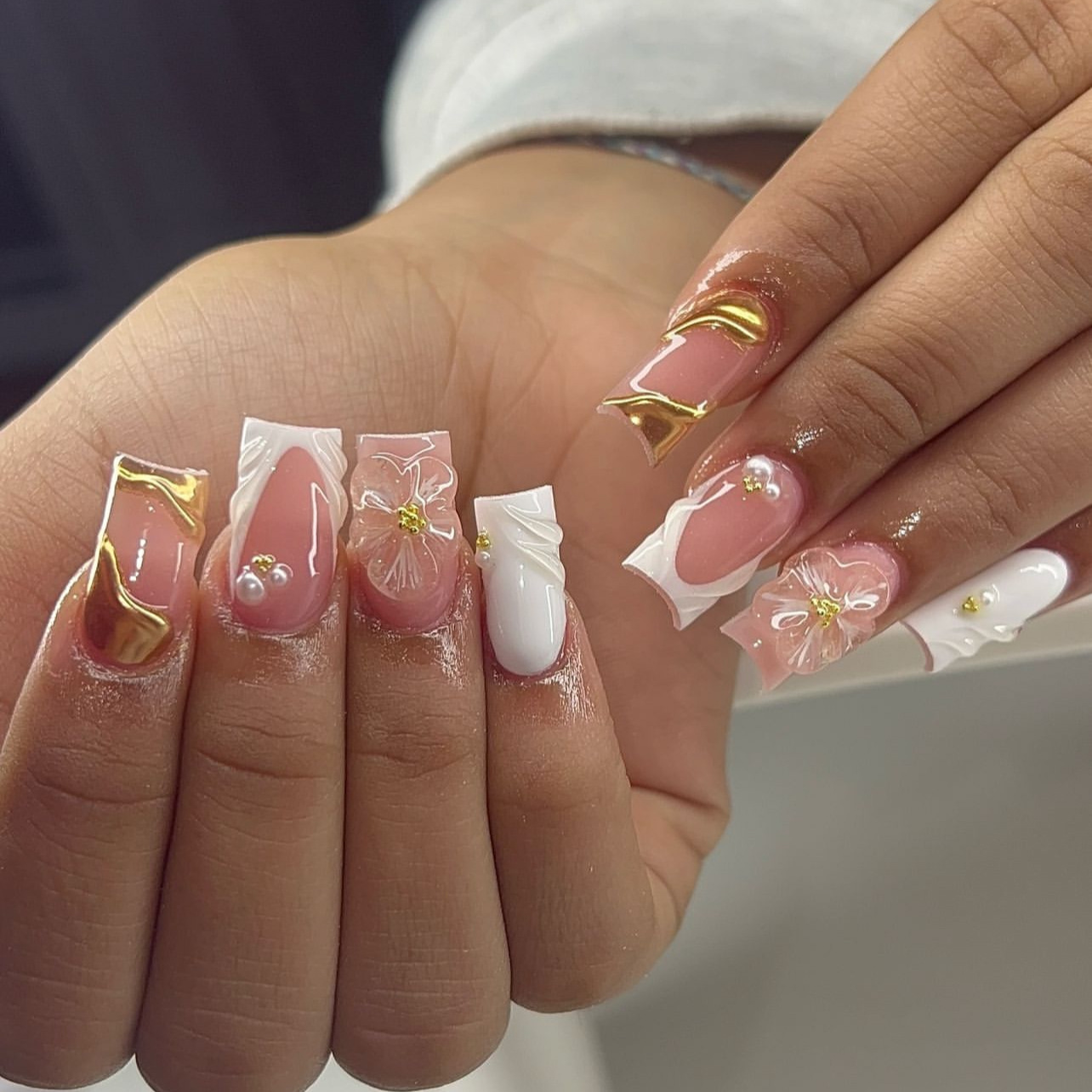 Nail Art Fake Nails - 24Pcs Sweet Medium Square False Nails