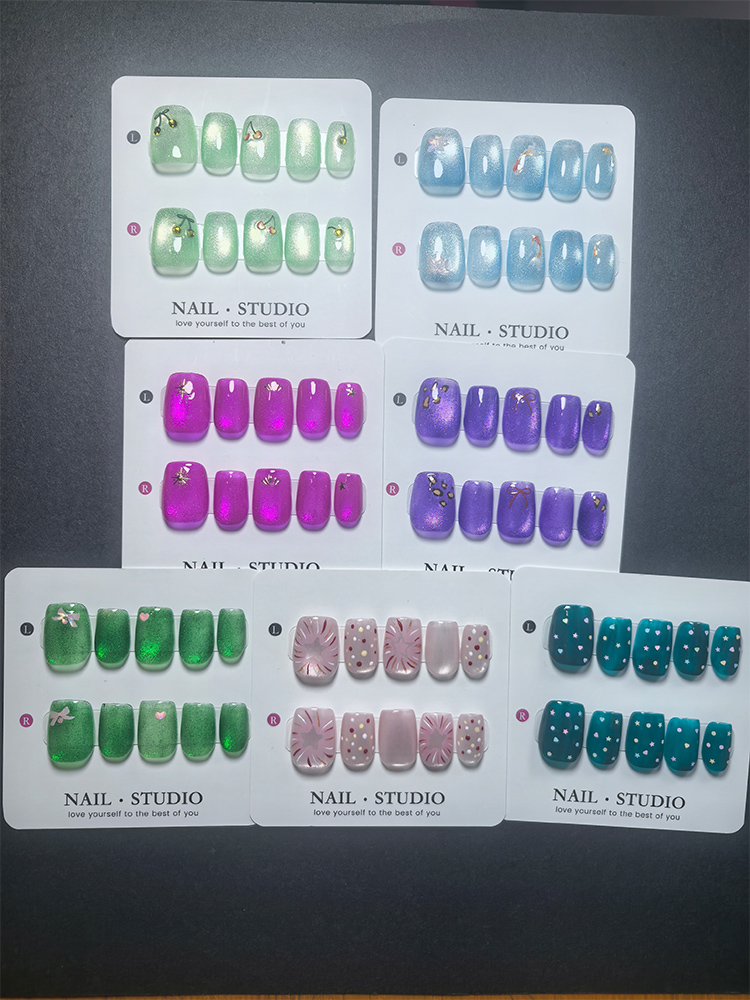 Nail Art Cat Eye - Cat Eye Press on Nails 10Pcs,