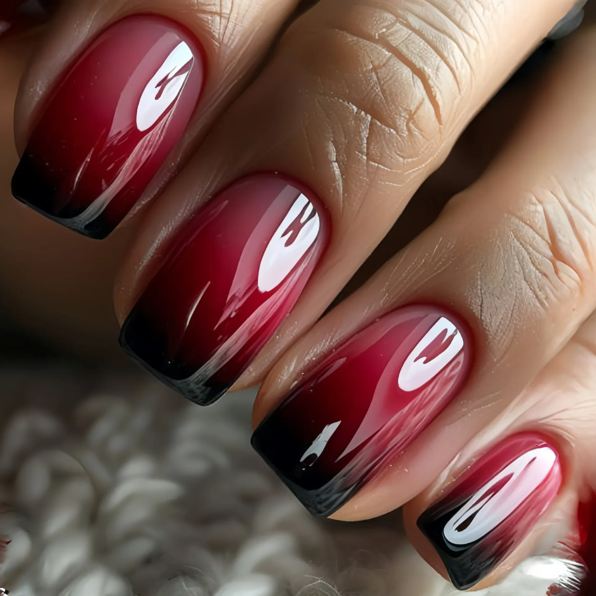 Nail Art Pink - 24pc Press on Nails Black Gradient