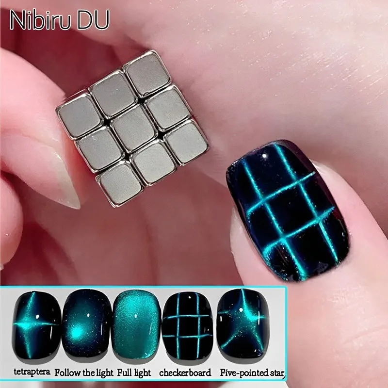 Striping Tape Nail - 27pcs Cat Eye Magnet Cube for