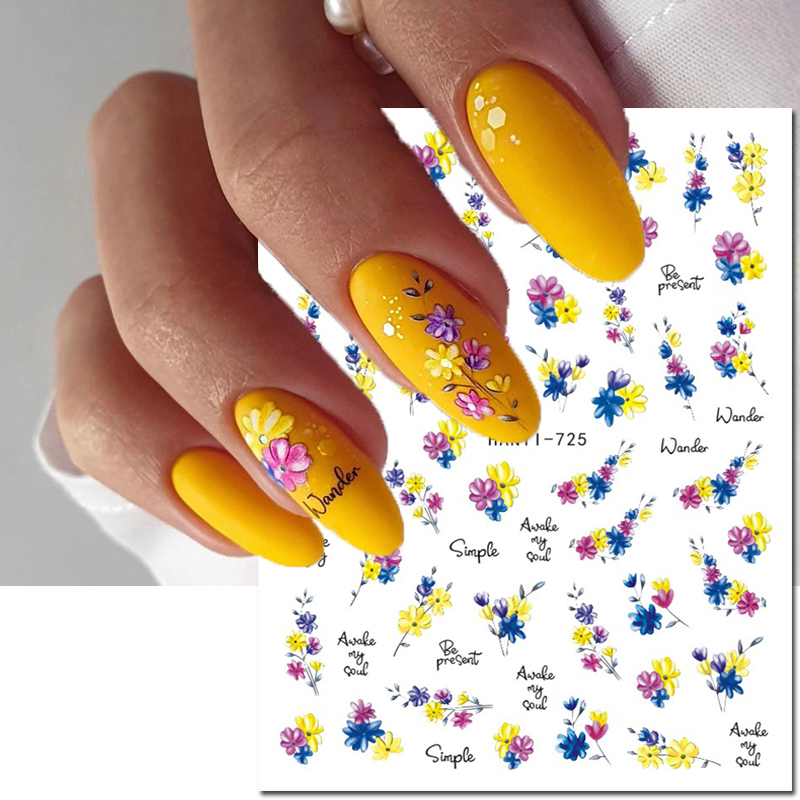 Nail Art Yellow - 3d Nail Art Decals Summer Nuance