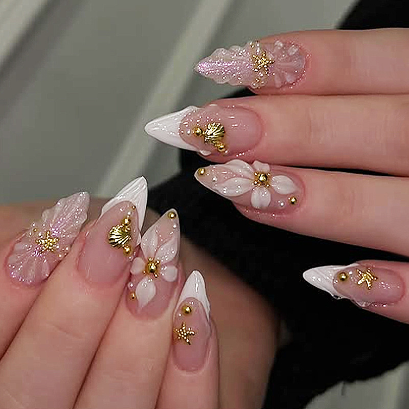 Nail Art Pink - 24pcs Finished Almond Press on Nails