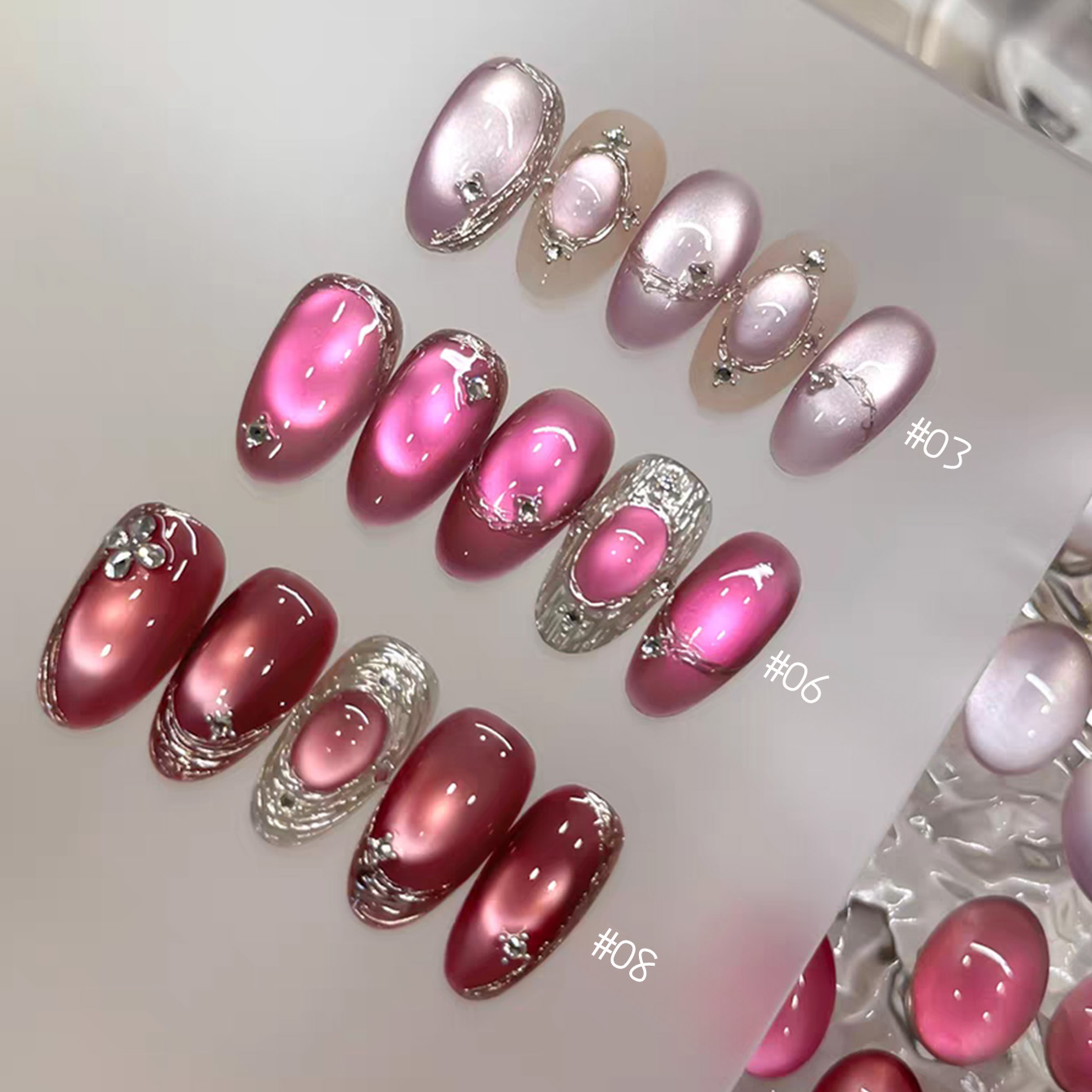 Nail Art Cat Eye Pink - 1pcs TC 2026 Summer Popular Ice