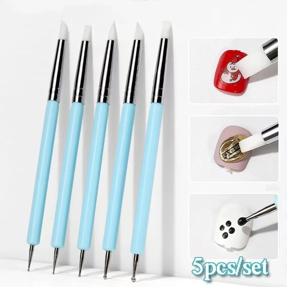 Nail Art Dotting Tool - 5PCS Silicone Clay Sculpting Tool for