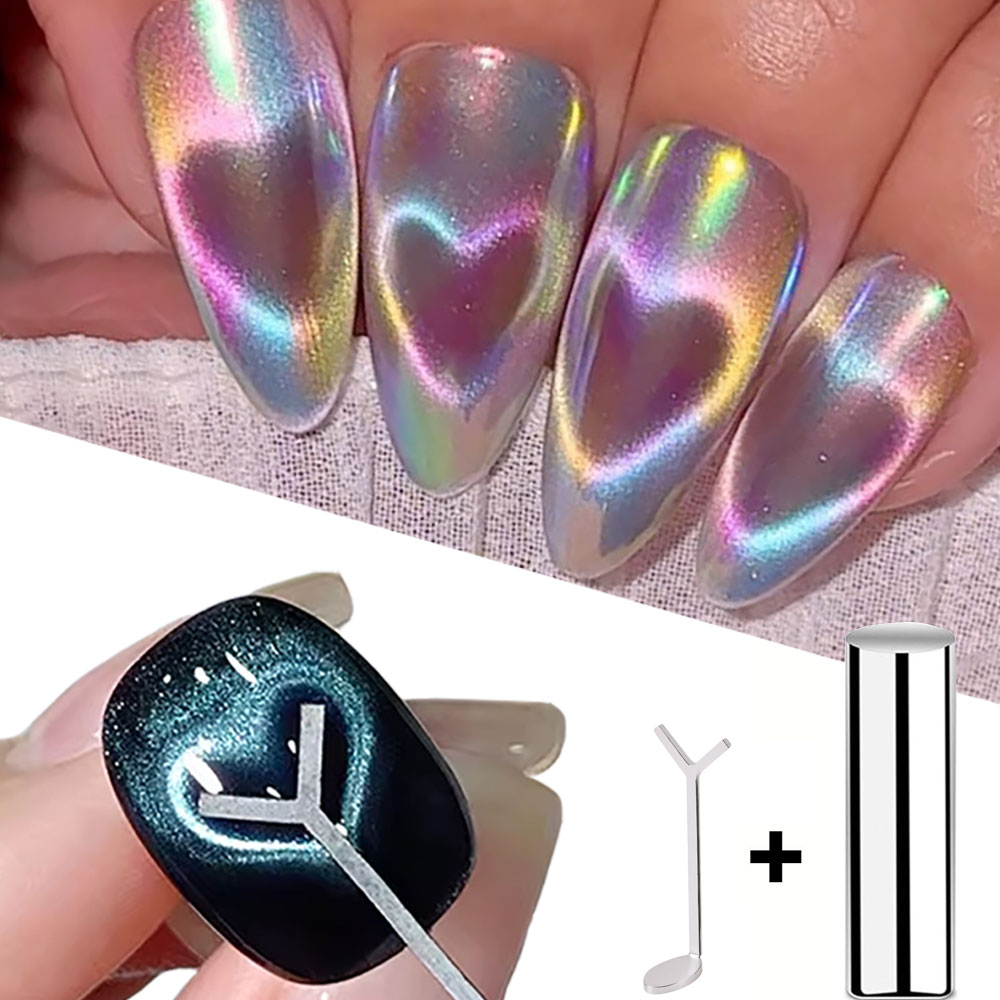 Nail Gel Polish Set - 1/2/3/4pcs Y-Shaped Heart Cat Eye Gel