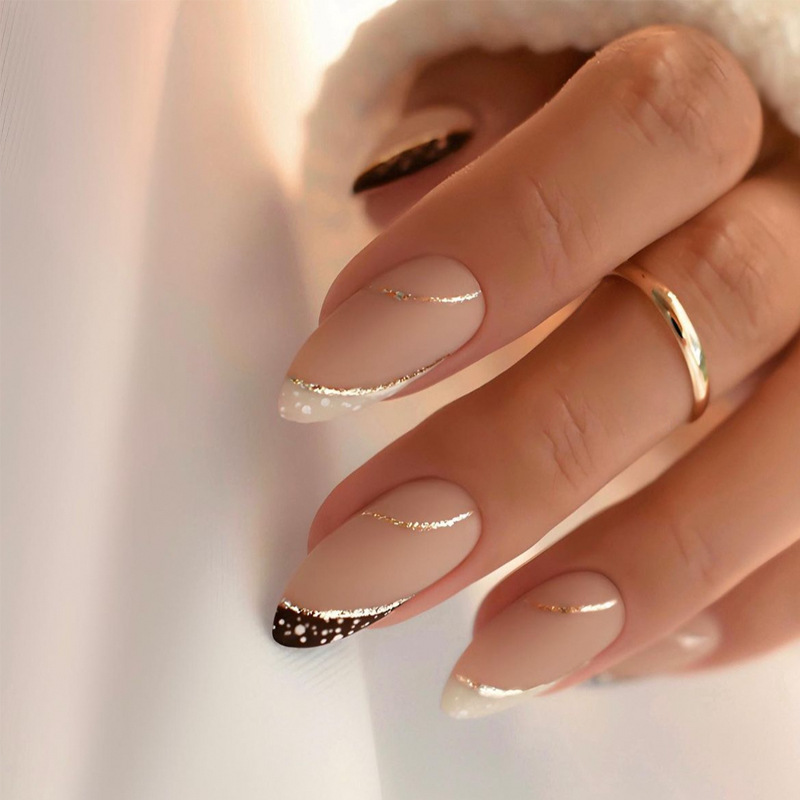 Nail Art Fake Nails - 24 pieces French-style wearable nails fake