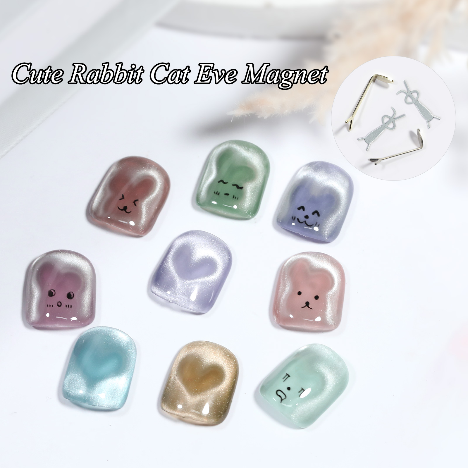 1/4Pcs Rabbit Bear Heart Shape - Nail Gel Polish Set ulasan dan harga
