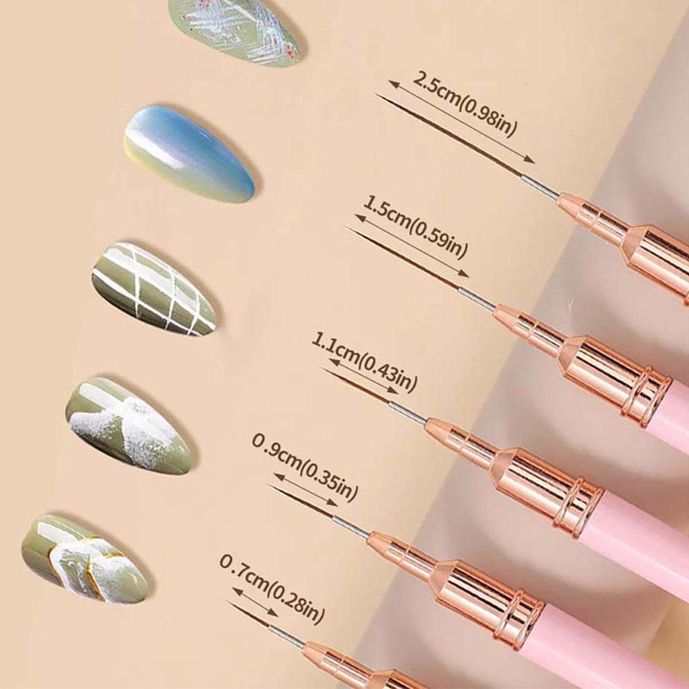 5PCS Nail Art Liner Brush Set  - Nail Gel Polish Set ulasan dan harga