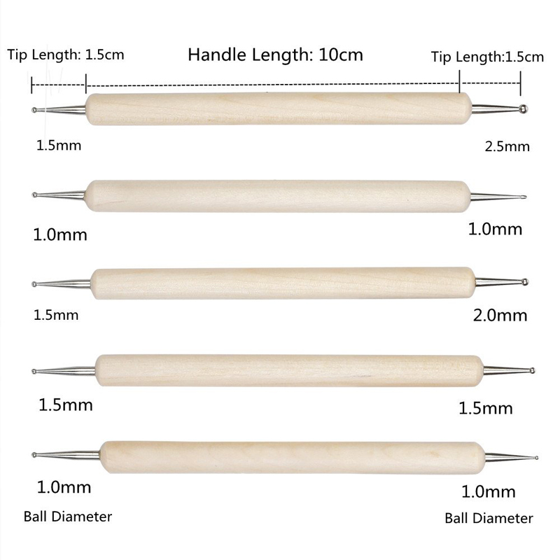 5/6Pcs DIY Wooden Nail Clay Sc - Nail Art Dotting Tool ulasan dan harga