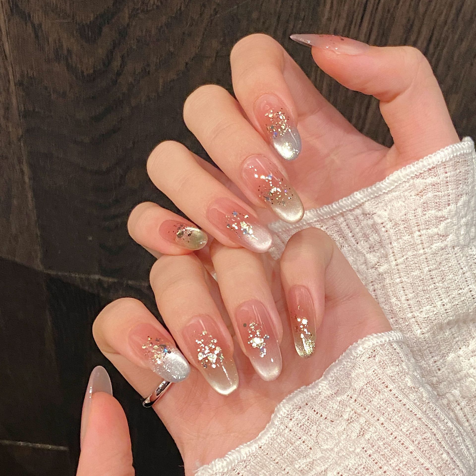 Handmade Press on Nails Rainbo - Nail Art Cat Eye ulasan dan harga