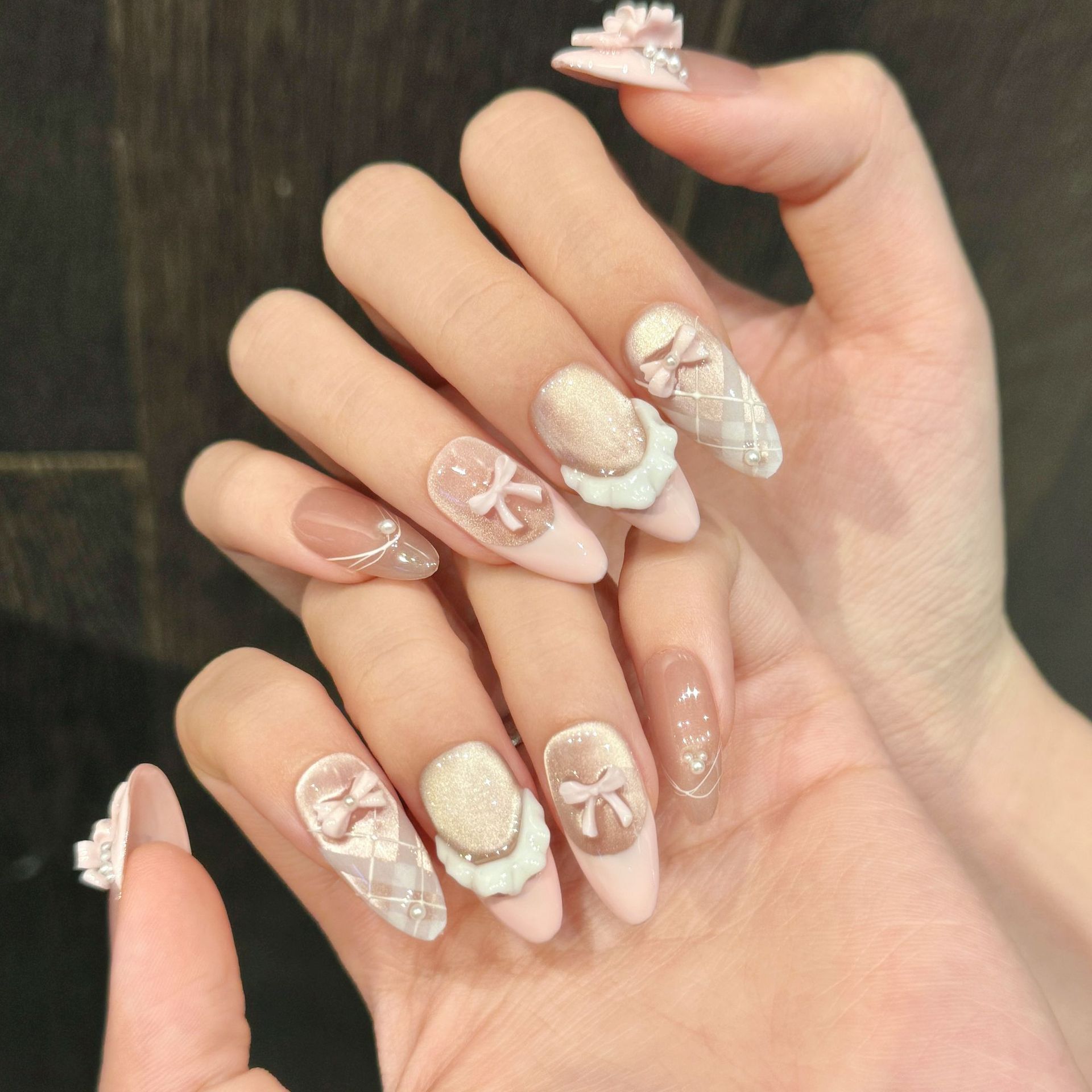 10pcs Handmade Press on Nails  - Nail Art Cat Eye ulasan dan harga