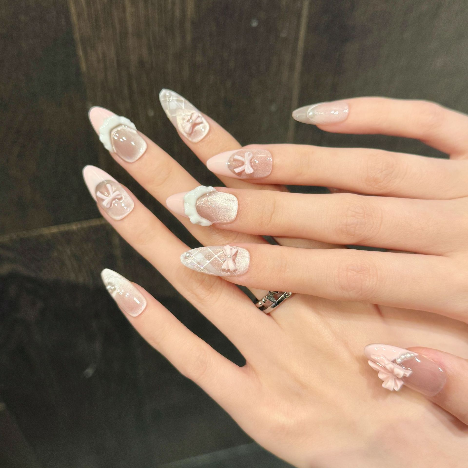 10pcs Handmade Press on Nails  - Nail Art Cat Eye ulasan dan harga