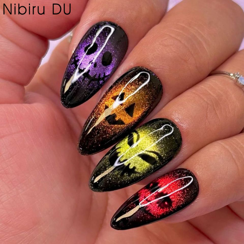 24pcs 2025 Halloween 3D Cat Ey - Nail Art Cat Eye ulasan dan harga