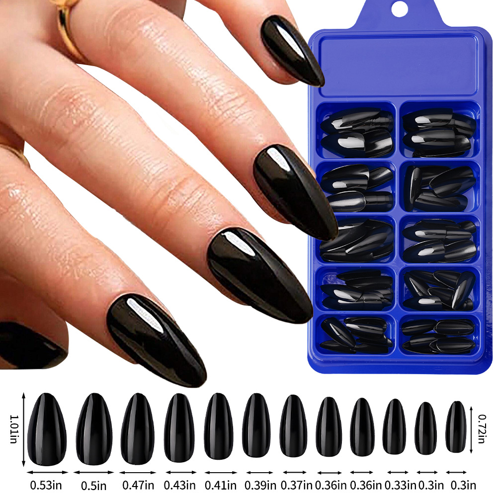 100Pcs Almond Press on Nails M - Nail Art Pink ulasan dan harga