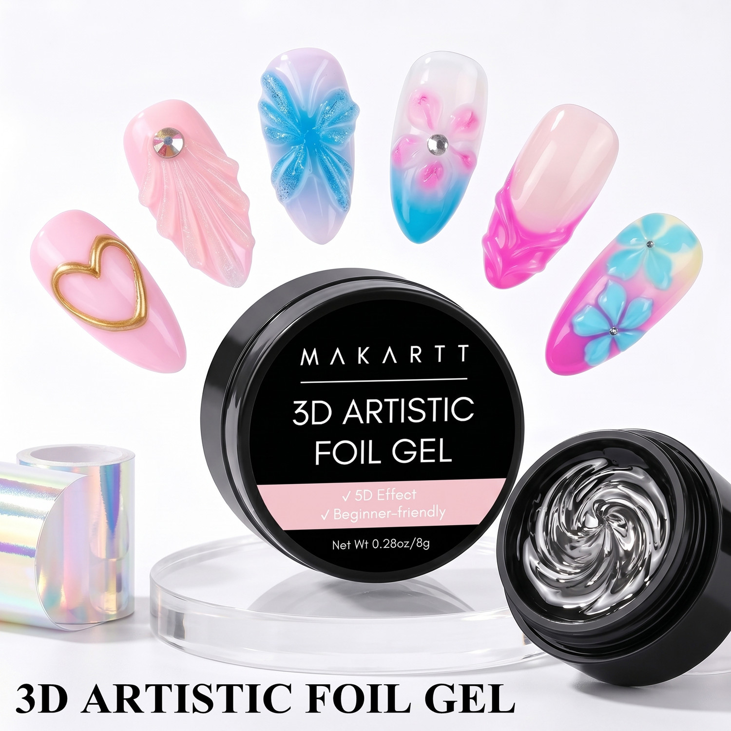 Makartt 3D Nail Gel 8ml Nail F - Nail Foil Transfer ulasan dan harga