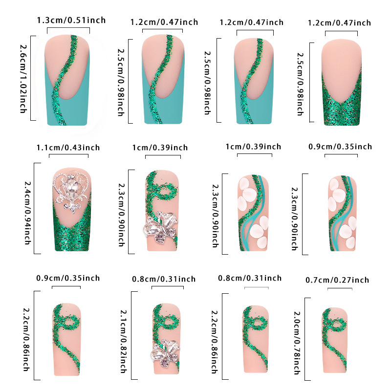 Long Coffin Press on Nails Bal - Nail Art Fake Nails ulasan dan harga