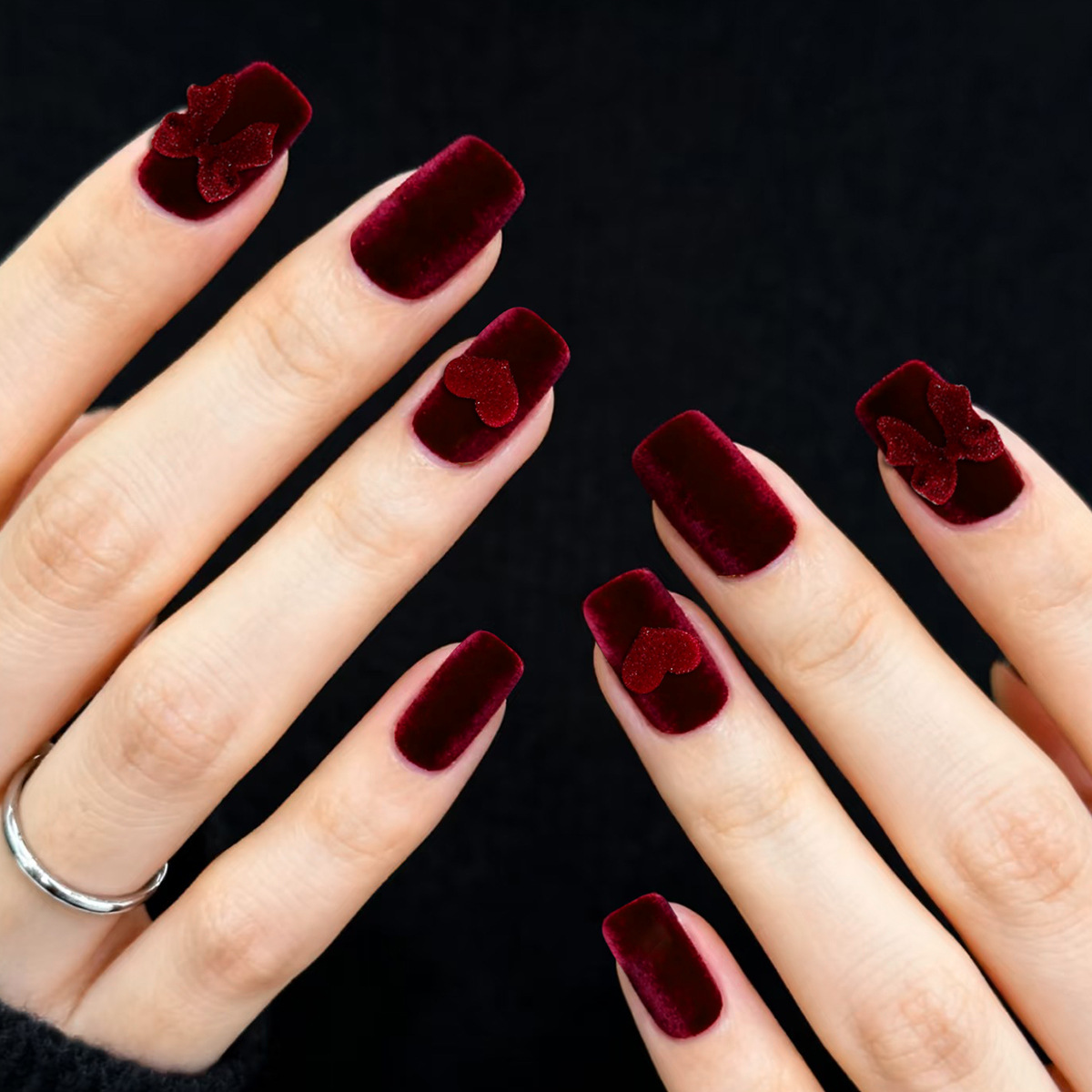 24pcs Wine Red Full Cover Nail - Nail Art Red Wine ulasan dan harga