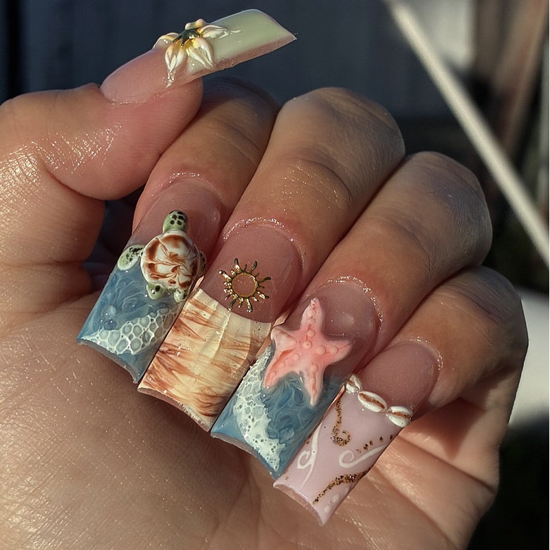 24Pcs Sweet Medium Square Fals - Nail Art Fake Nails ulasan dan harga