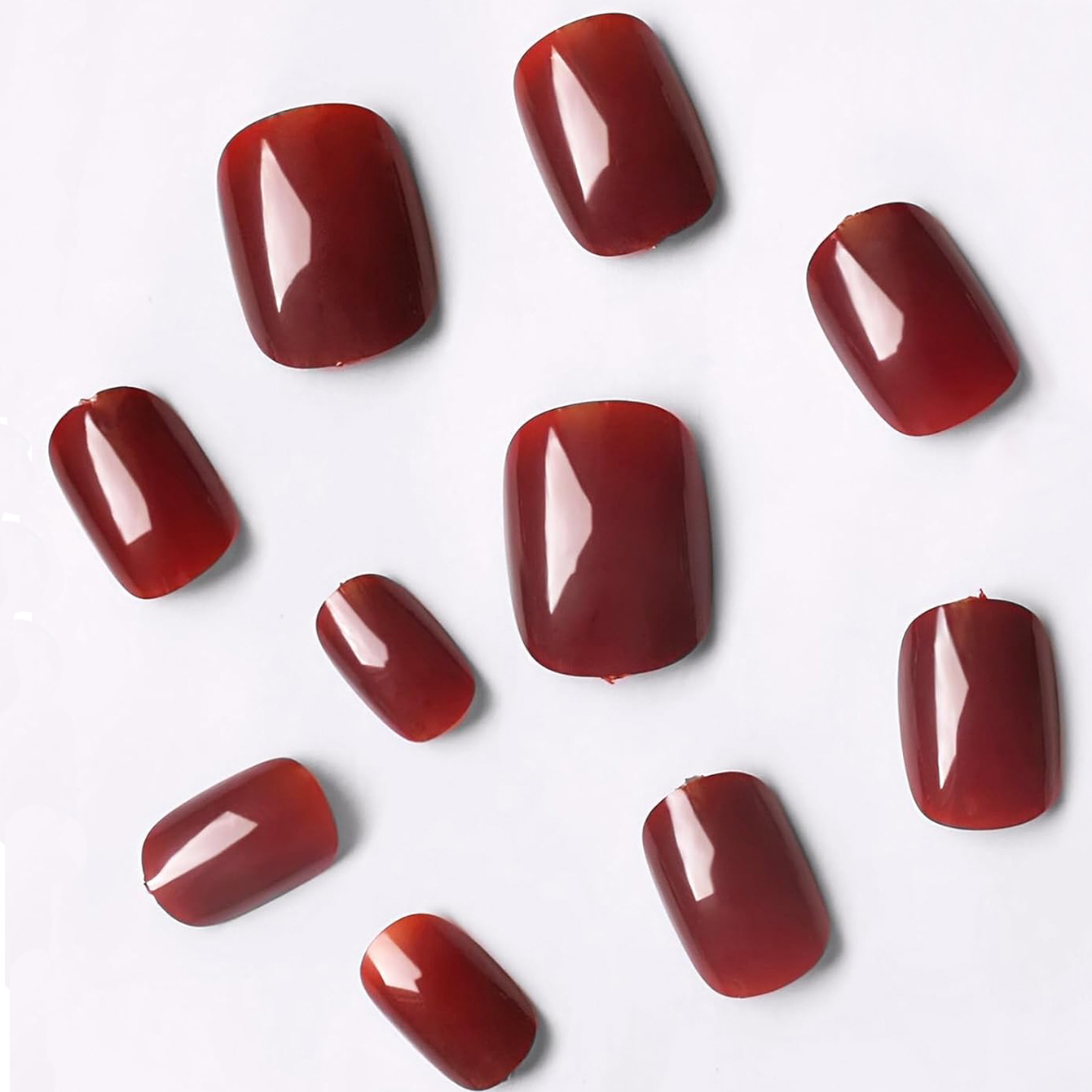24Pcs Solid Color Wine Red Des - Nail Art Red Wine ulasan dan harga