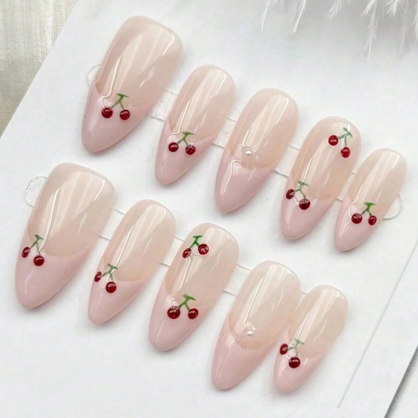 10pcs Medium Almond Nude Pink  - Nail Art Pink ulasan dan harga