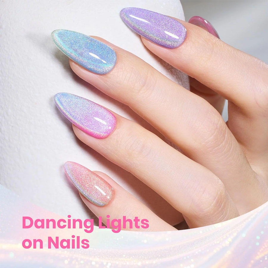 QAZIXU 1/6 Pcs Rainbow Cat Eye - Nail Art Cat Eye Pink ulasan dan harga