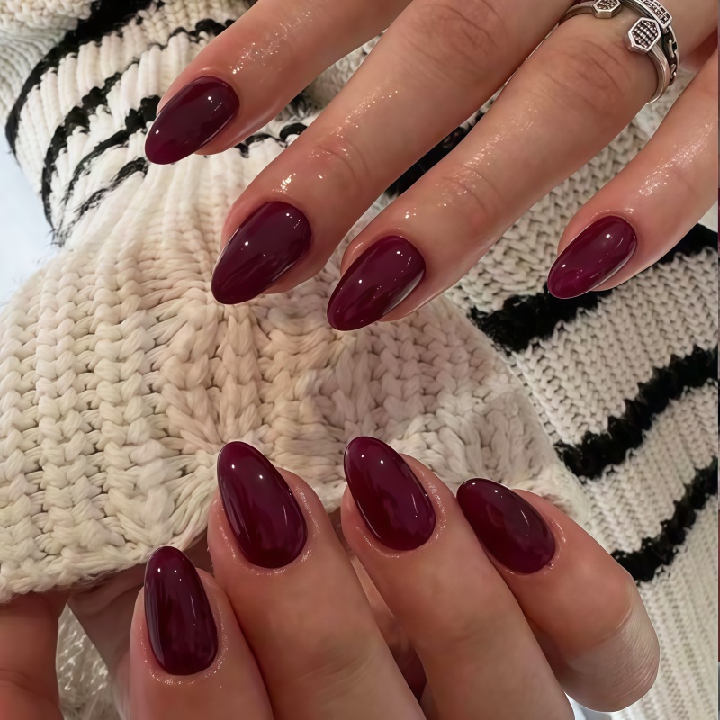2026 New 24PCS Solid color win - Nail Art Red Wine ulasan dan harga