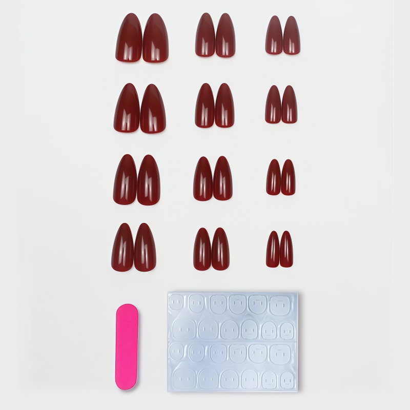 2026 New 24PCS Solid color win - Nail Art Red Wine ulasan dan harga