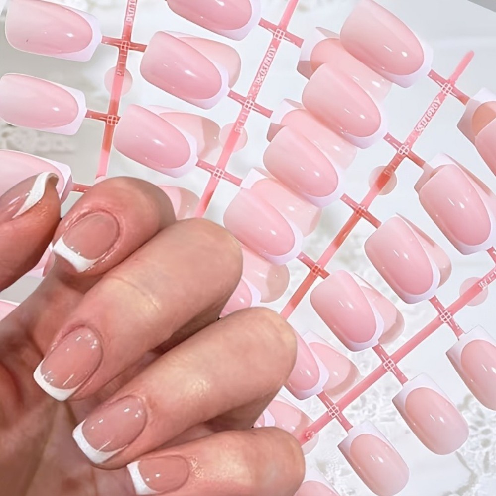 120PCS Short Square French Tip - Nail Art Pink ulasan dan harga