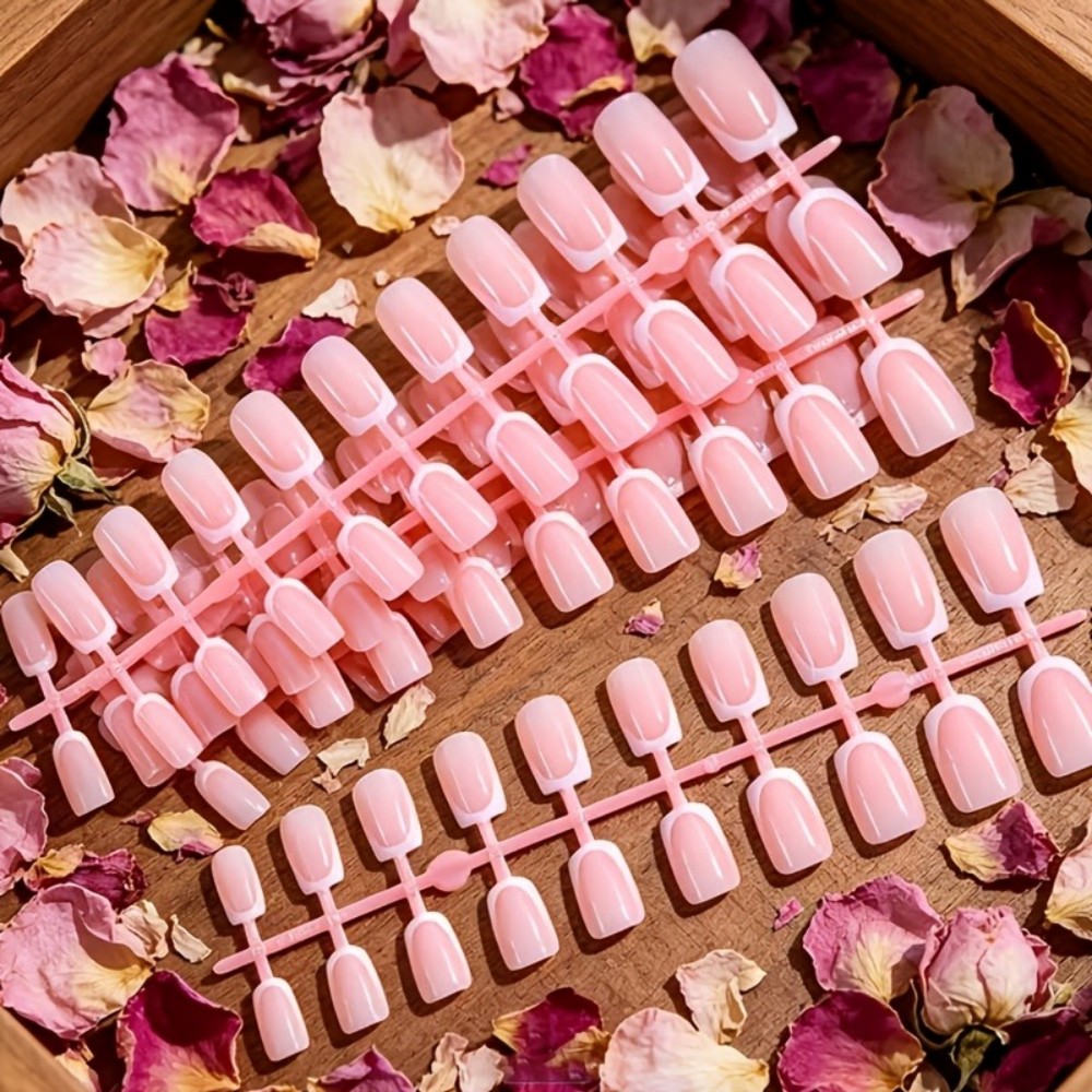 120PCS Short Square French Tip - Nail Art Pink ulasan dan harga