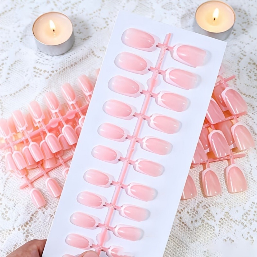 120PCS Short Square French Tip - Nail Art Pink ulasan dan harga