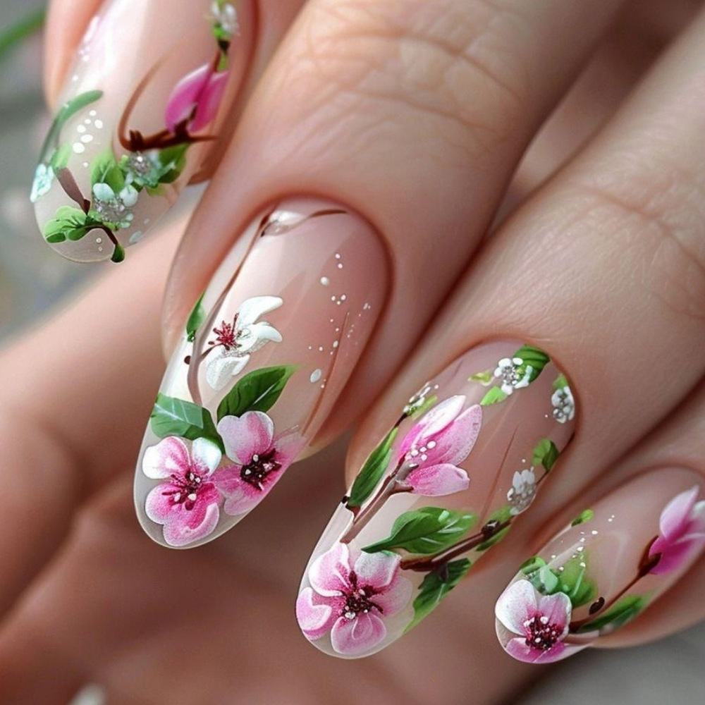 Short Almond Press on Nails 3D - Nail Art Fake Nails ulasan dan harga