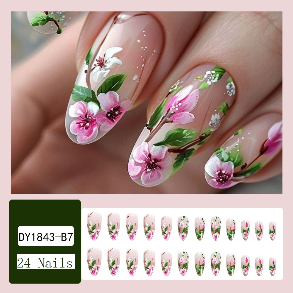 Short Almond Press on Nails 3D - Nail Art Fake Nails ulasan dan harga