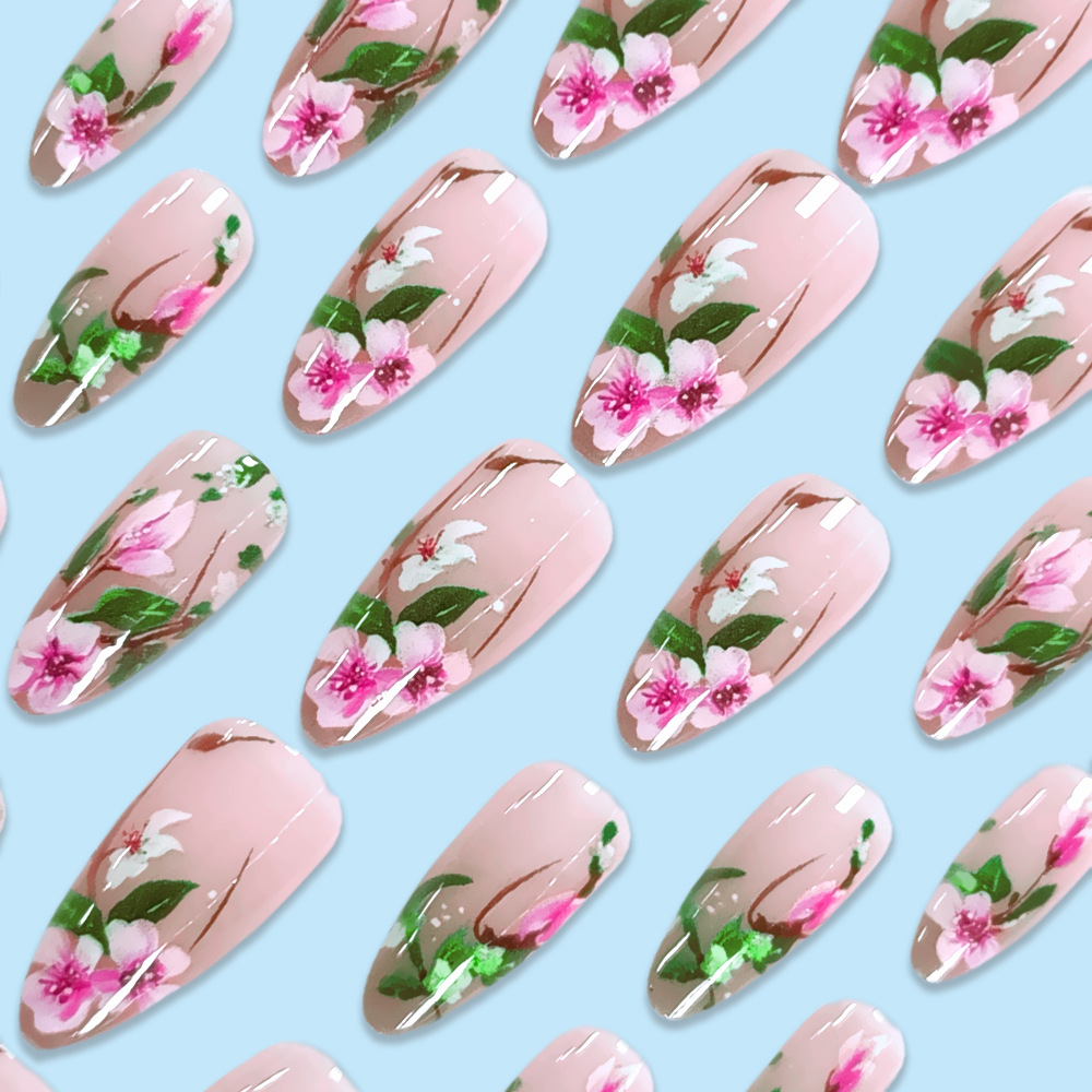 Short Almond Press on Nails 3D - Nail Art Fake Nails ulasan dan harga