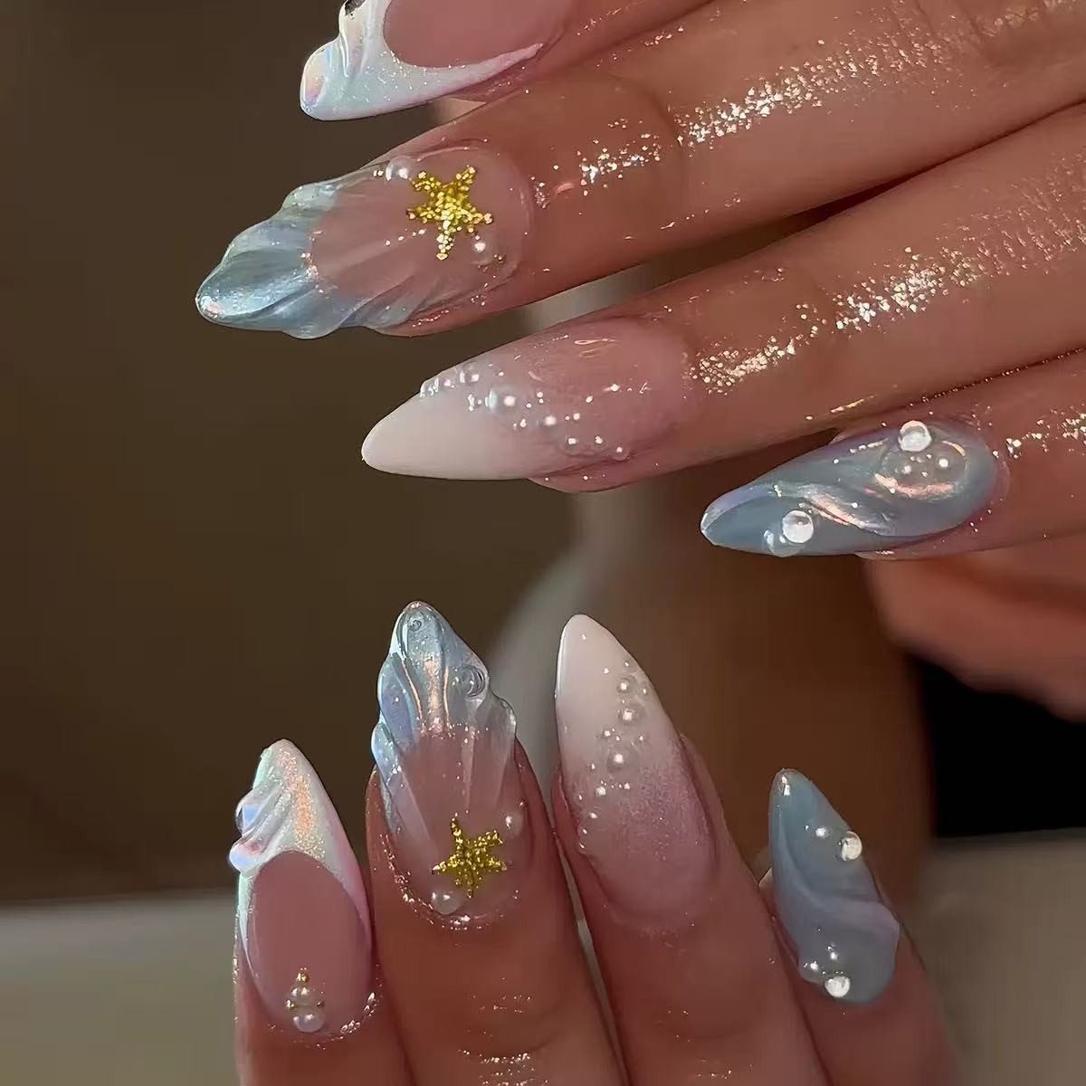 24pcs Short Oval 3D Gel Nail S - Nail Art Fake Nails ulasan dan harga