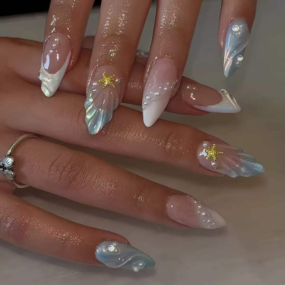 24pcs Short Oval 3D Gel Nail S - Nail Art Fake Nails ulasan dan harga