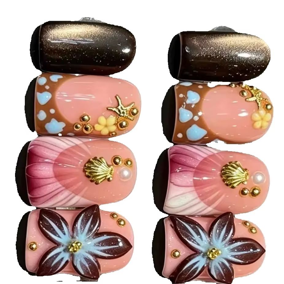 10Pcs/set Nude Pink Gradient S - Nail Art Cat Eye ulasan dan harga