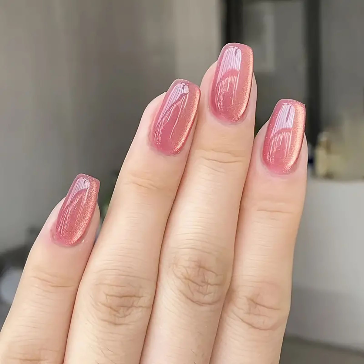 24pcs/30pcs short square balle - Nail Art Cat Eye Pink ulasan dan harga
