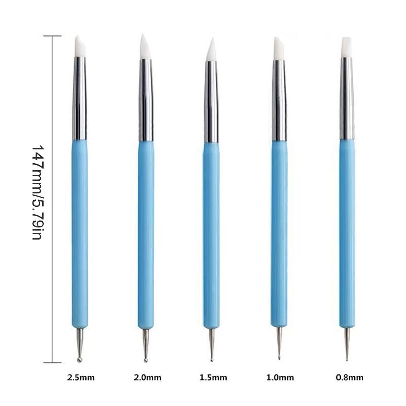 1/10/15Pcs Dual Ended Silicone - Nail Art Dotting Tool ulasan dan harga