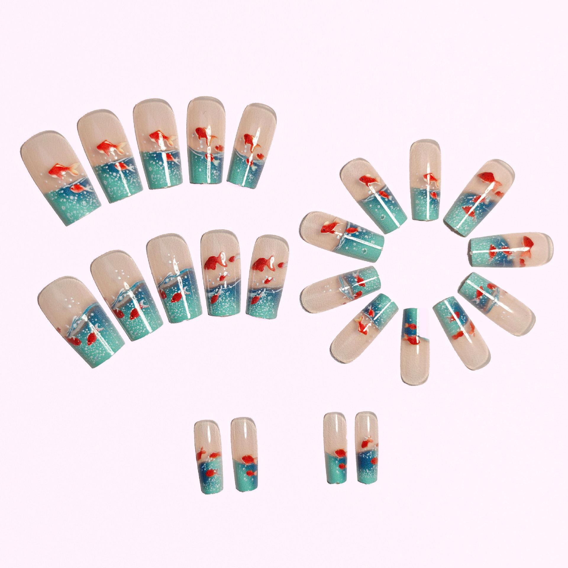 Medium long Square fake nails  - Nail Art Yellow ulasan dan harga