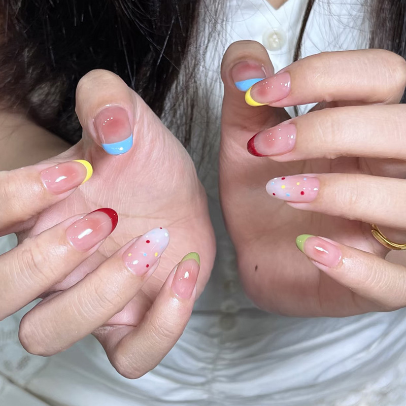 24Pcs Almond False Nails Sets  - Nail Art Pink ulasan dan harga