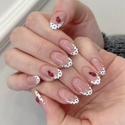 24Pcs Almond False Nails Sets  - Nail Art Pink ulasan dan harga