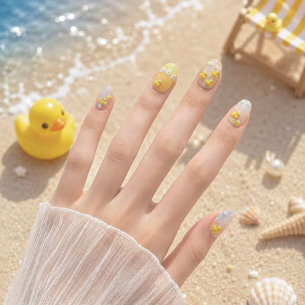 Kawaii Yellow Duck Crab Nail S - Nail Art Yellow ulasan dan harga