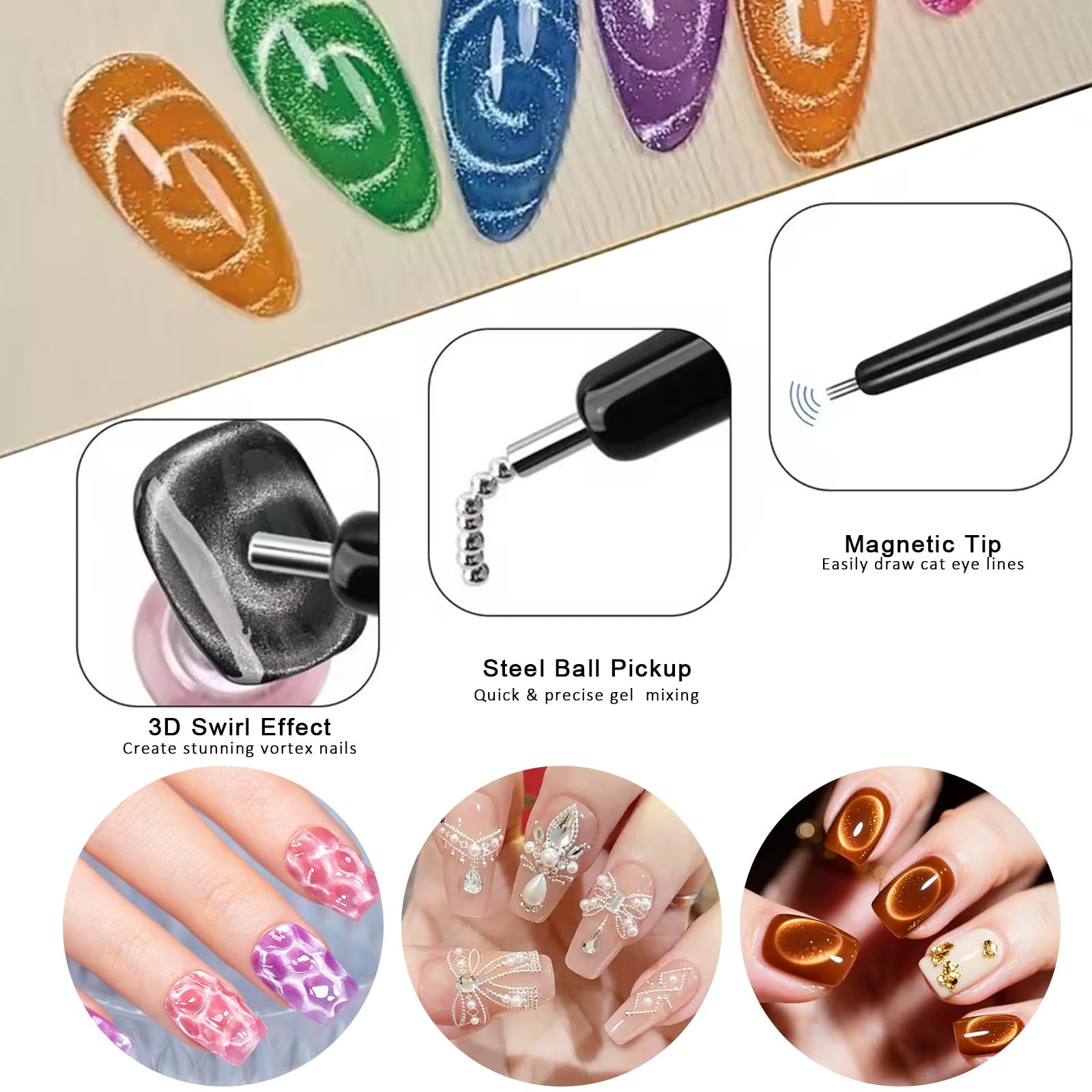 11Pcs Cat Eye Nail Art Magnet  - Nail Gel Polish Set ulasan dan harga